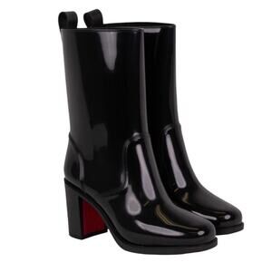 Christian Louboutin Black PVC Winter Rain Calf Boots Size 38